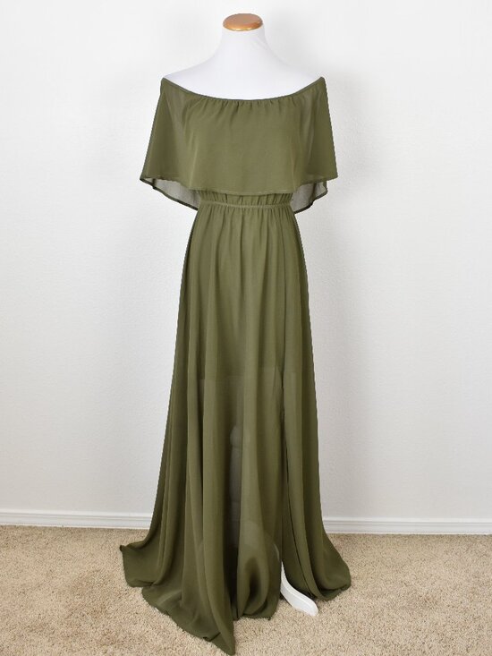 Baltic Born Dresses & Skirts - Baltic Born Victoria Olive Green Off Shoulder Maxi Dress - M